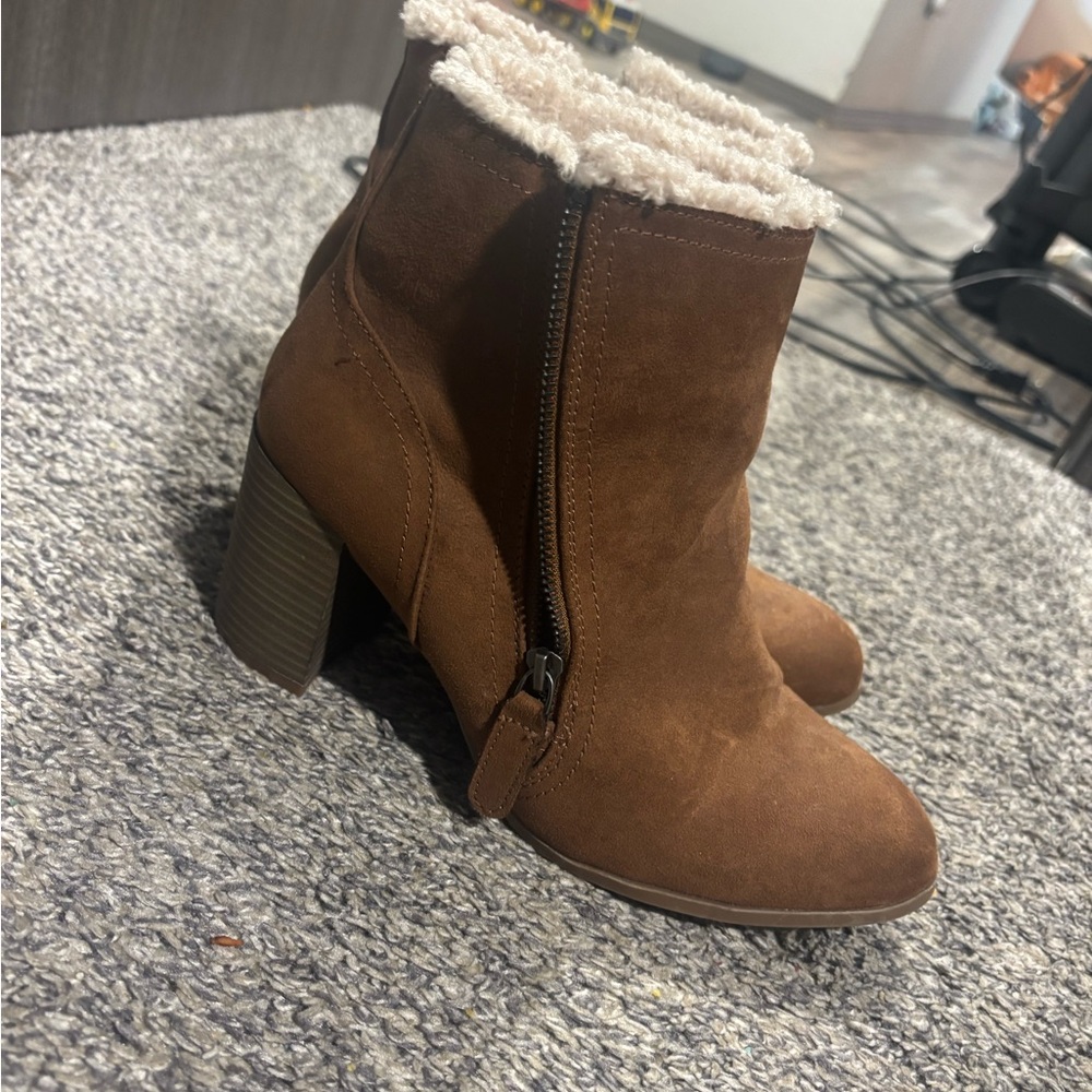 Target Brown Heeled Boots with Faux Fur